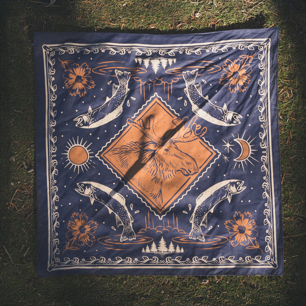 Navy Moose Bandana