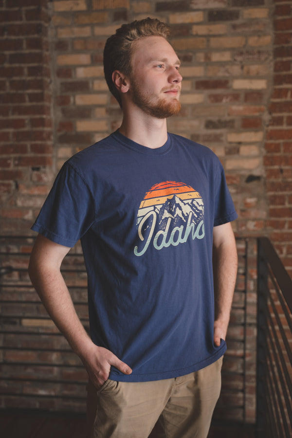 Idaho Mountains Tee - China Blue (100% Cotton)