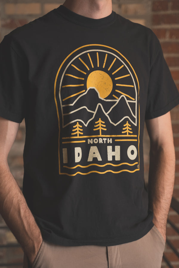 North Idaho Sunrise Tee - Black (100% Cotton)