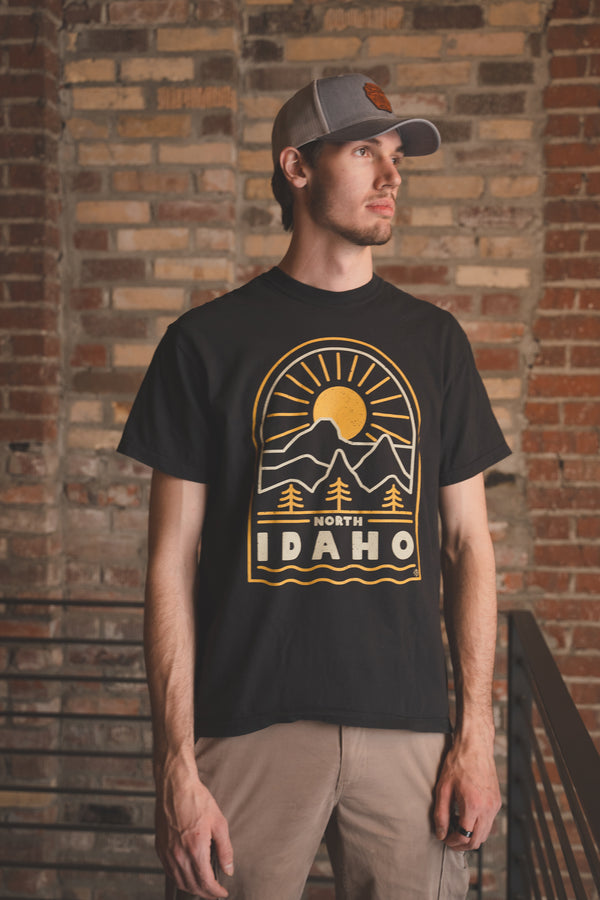 North Idaho Sunrise Tee - Black (100% Cotton)