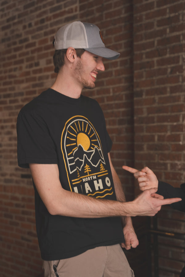 North Idaho Sunrise Tee - Black (100% Cotton)