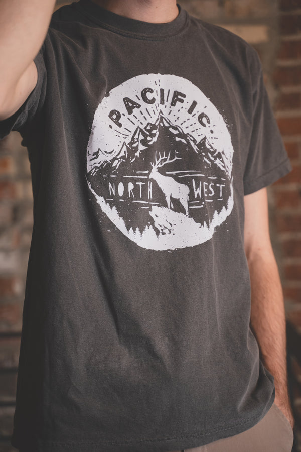 PNW Elk Tee - Charcoal (100% Cotton)