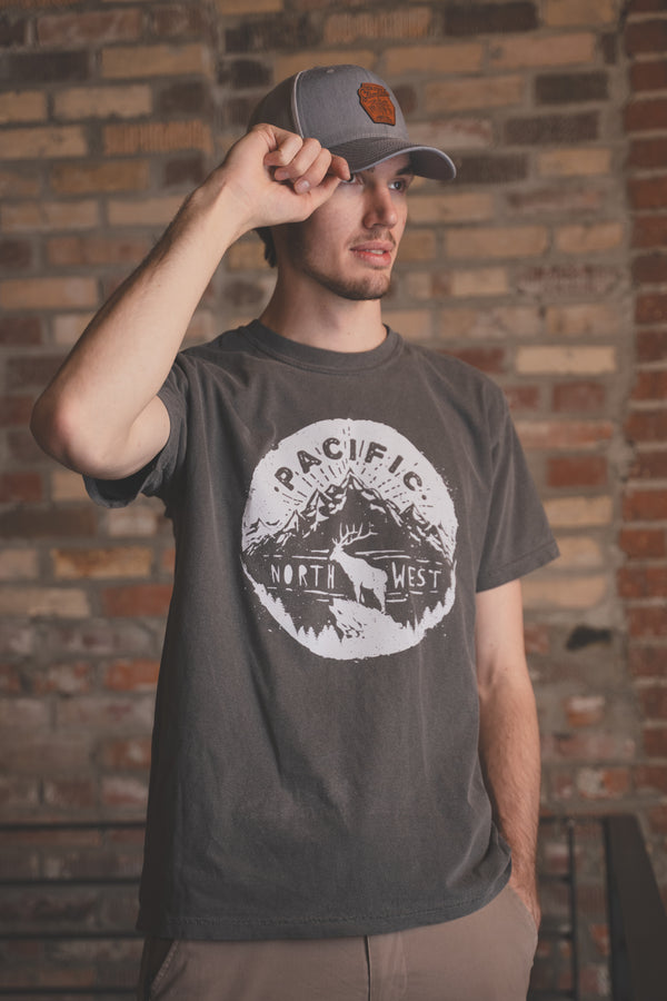 PNW Elk Tee - Charcoal (100% Cotton)