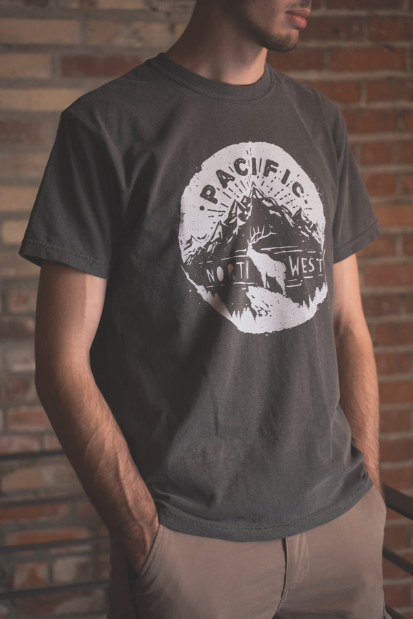 PNW Elk Tee - Charcoal (100% Cotton)