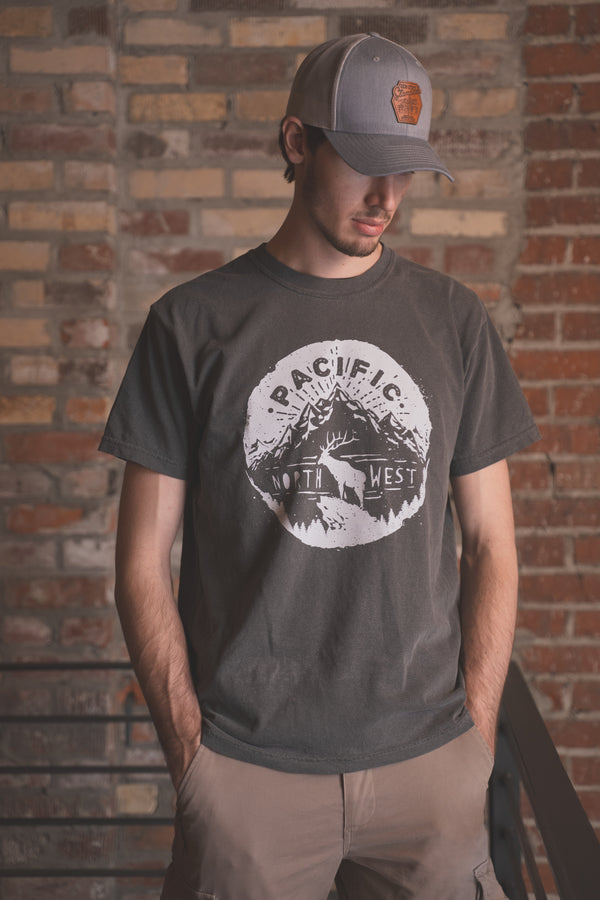 PNW Elk Tee - Charcoal (100% Cotton)