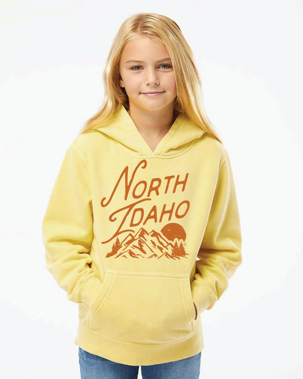 Kids North Idaho Wilderness Yellow Hoodie