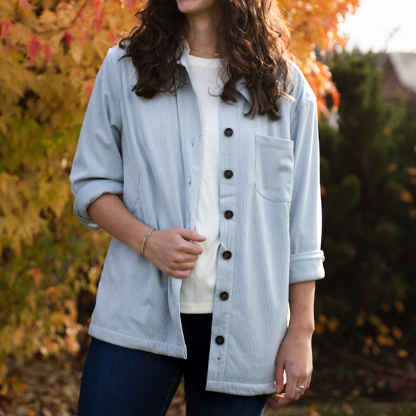 ELLA CORDUROY SHIRT JACKET - LIGHT BLUE