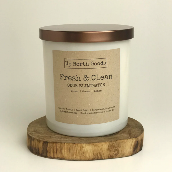 Fresh & Clean Odor Eliminating 10oz Soy Candle by Up North Goods