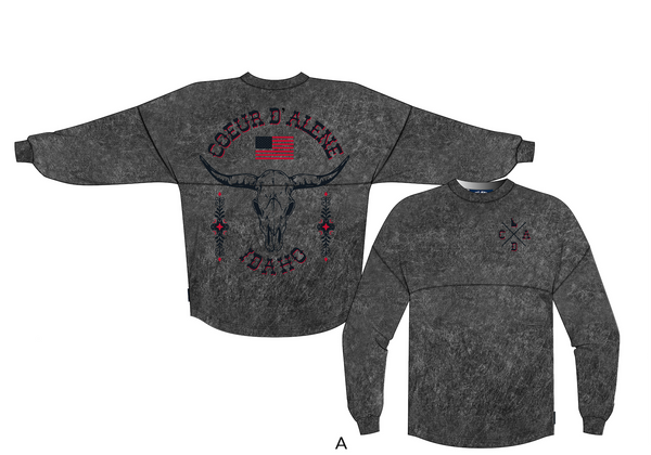 Spirit Jersey - Coeur d'Alene Cow Skull Antique Mineral Wash