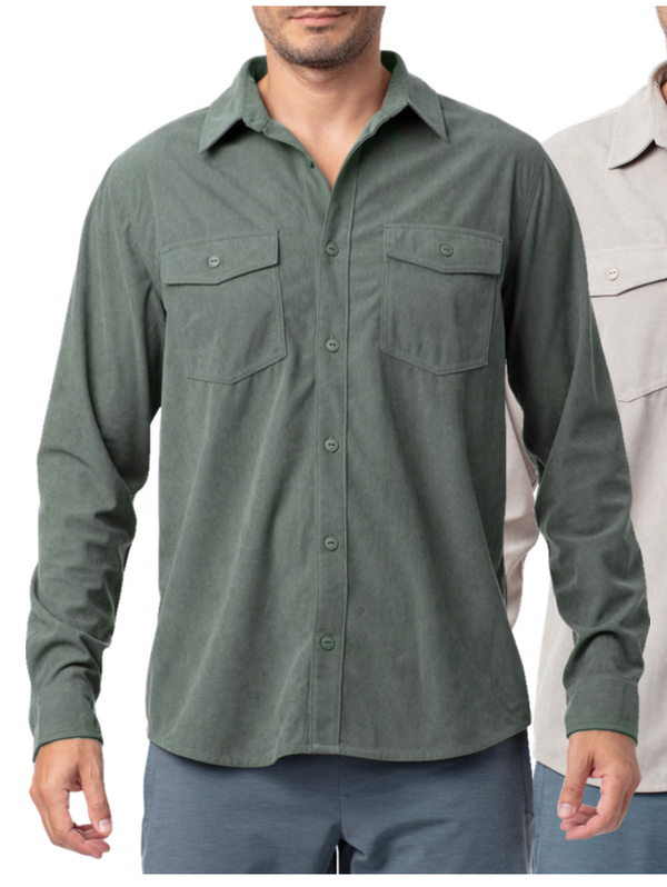 TAZI BUTTON UP SHIRT - OLIVE