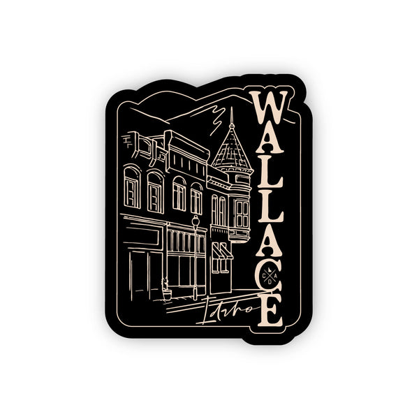 Wallace Idaho Black Sticker