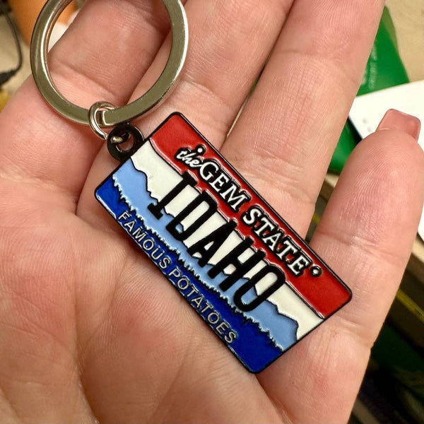 Idaho License Plate Enamel Keychain, Idaho Souvenir