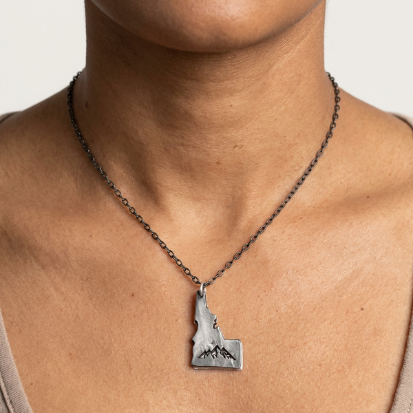 Home State Jewelry - Pewter Necklace - Idaho with Mountain