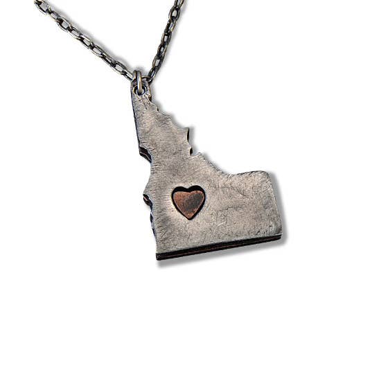 Idaho Home State Pewter Necklace with Heart