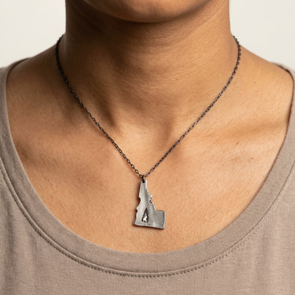 Home State Jewelry - Pewter Necklace - Idaho with Pine Tree