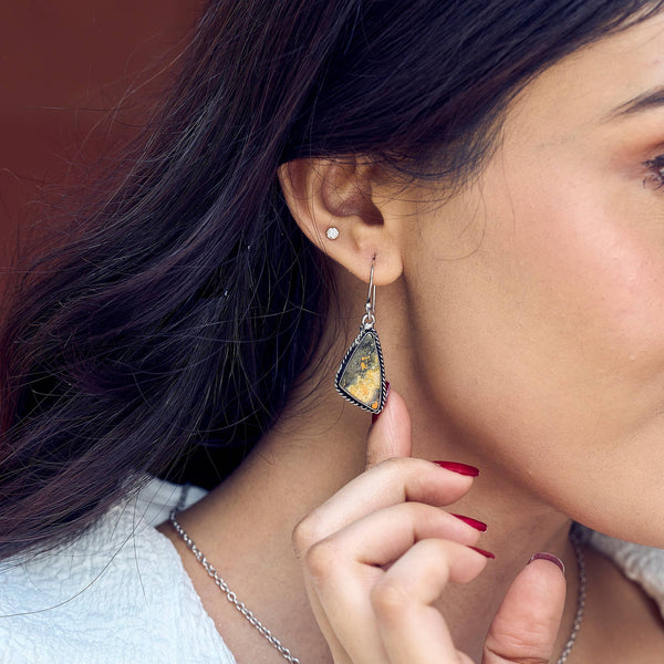 Handcrafted Semiprecious Stone Earrings - Bumblebee Jasper
