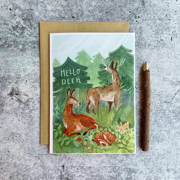 Hello Deer 5" x 7" Greeting Card