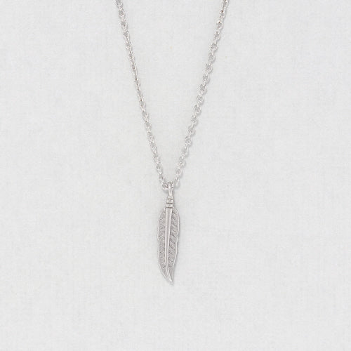 SILVER DAINTY CHARM FEATHER NECKLACE