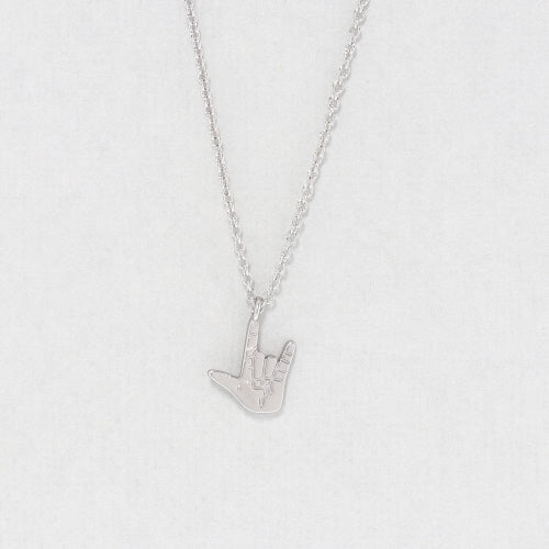 SILVER DAINTY CHARM I LOVE YOU NECKLACE