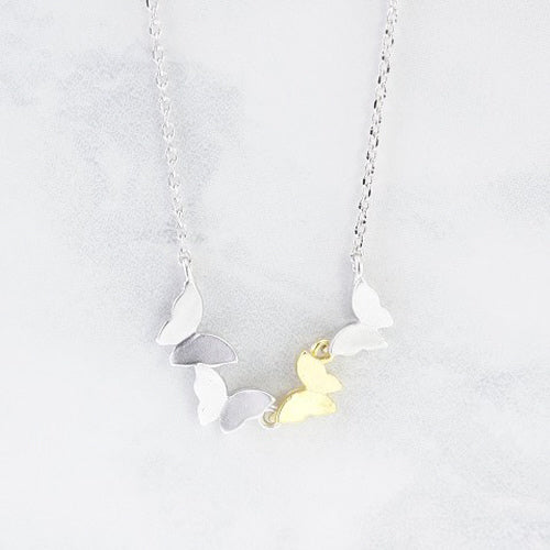 SILVER FOUR BUTTERFLIES NECKLACE