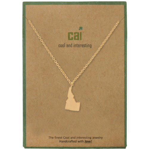 GOLD IDAHO DAINTY CHARM STATE NECKLACE