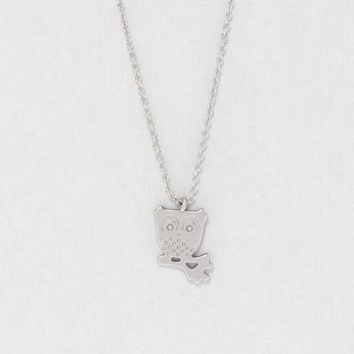 SILVER DAINTY CHARM OWL NECKLACE