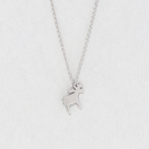 SILVER DAINTY CHARM MOOSE NECKLACE