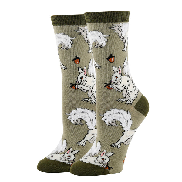White Fox Squirrel-Womens Crew Socks