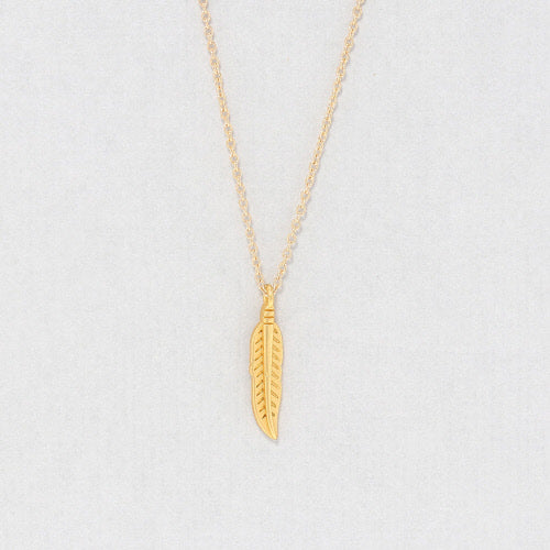 GOLD DAINTY CHARM FEATHER NECKLACE