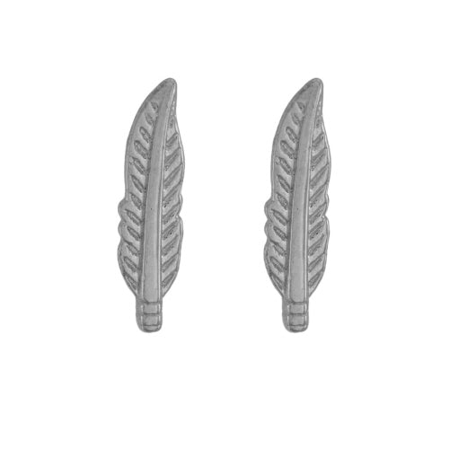 SILVER FEATHER STUD EARRINGS