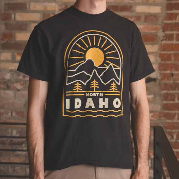 North Idaho Sunrise Tee - Black (100% Cotton)