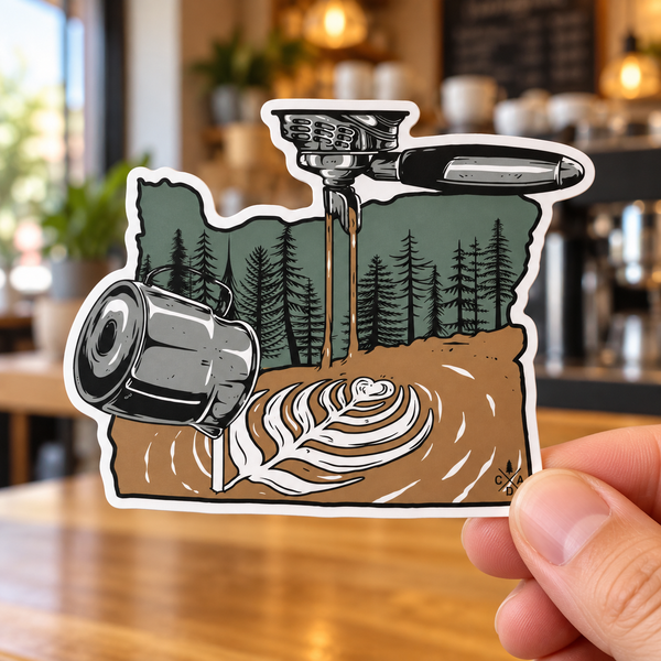 Oregon Latte Art Sticker