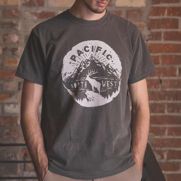 PNW Elk Tee - Charcoal (100% Cotton)