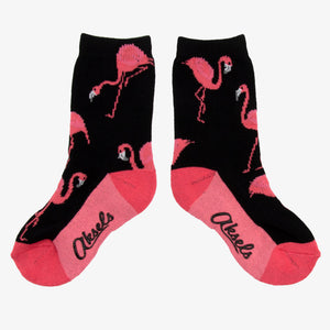 Aksels kids Flamingo socks in black and pink