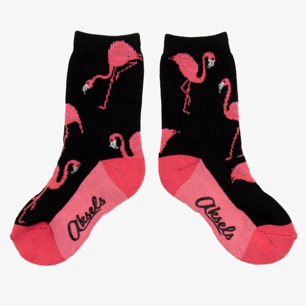 Aksels kids Flamingo socks in black and pink
