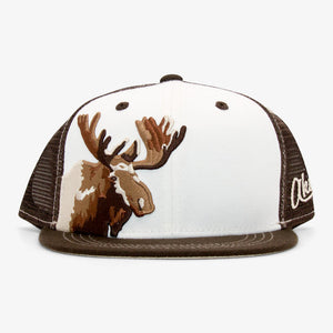Aksels Kids Moose flatbill snapback hat in white and brown