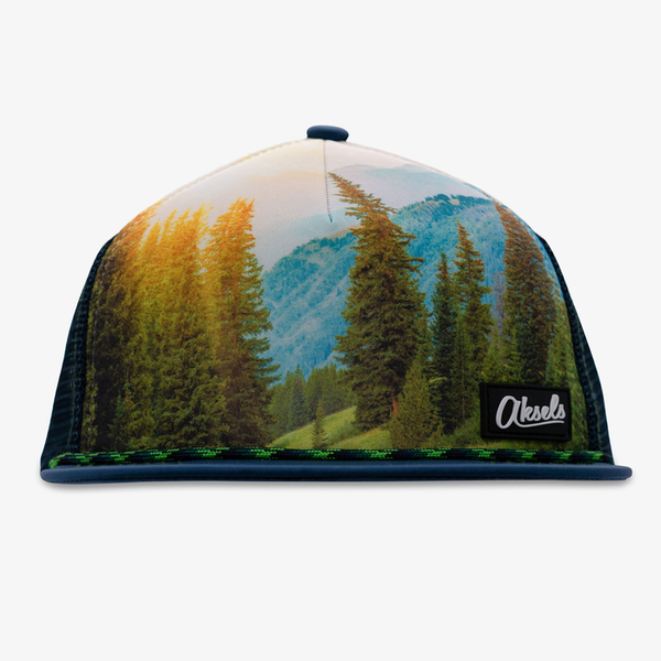 Aksels Summer Forest Foam Rope Flatbill Snapback Hat - Navy