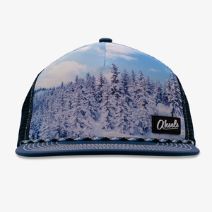 Aksels Winter Forest Foam Rope Flatbill Snapback Hat - Navy