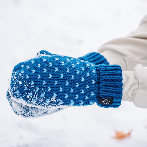 Kids Blue Knitted Mittens