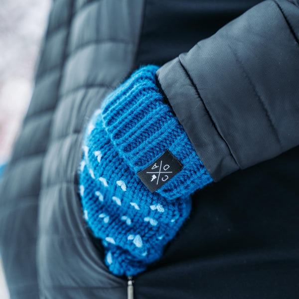 Adult Blue Knitted Mittens