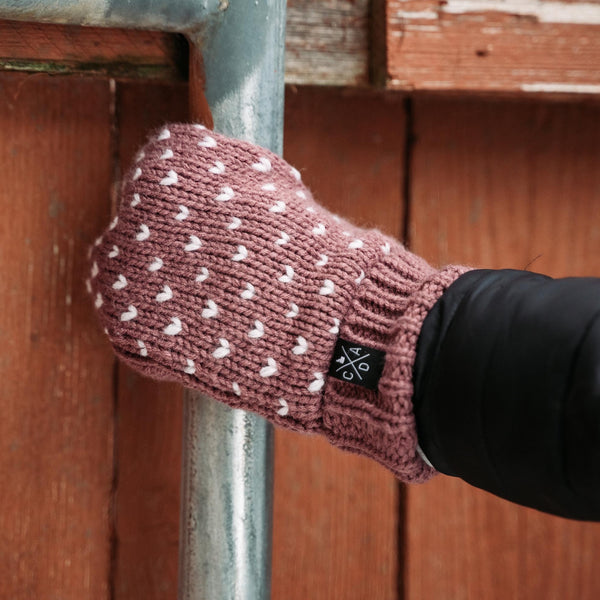 Adult Mauve Knitted Mittens