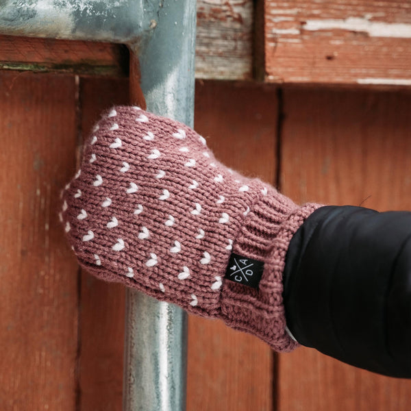 Kids Mauve Knitted Mittens