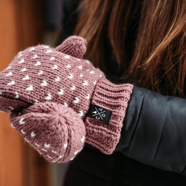 Adult Mauve Knitted Mittens