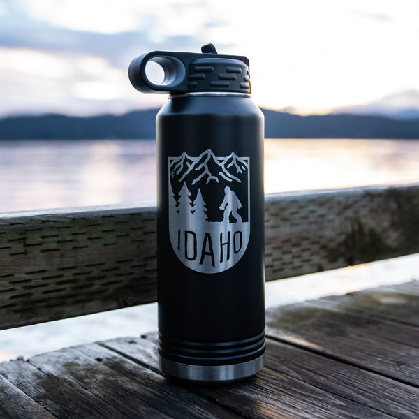 Bigfoot Mountain Matte Black Insulated 32oz Flask