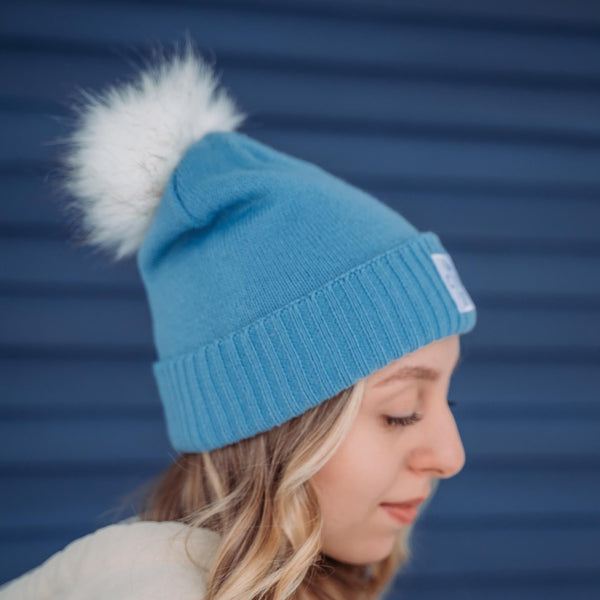 Blue Fine Fur Beanie