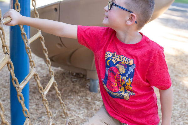 Kids Red Campfire Bear Tee