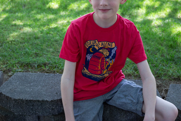 Kids Red Campfire Bear Tee