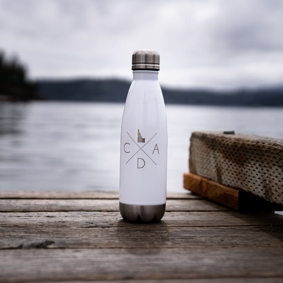 White Fine Logo 17oz Anchor Water Bottle CDA IDAHO Clothing Company