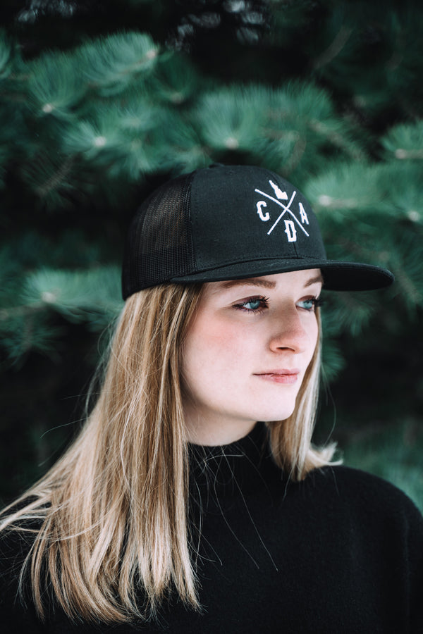 CDA IDAHO Logo All Black Heather Trucker Hat