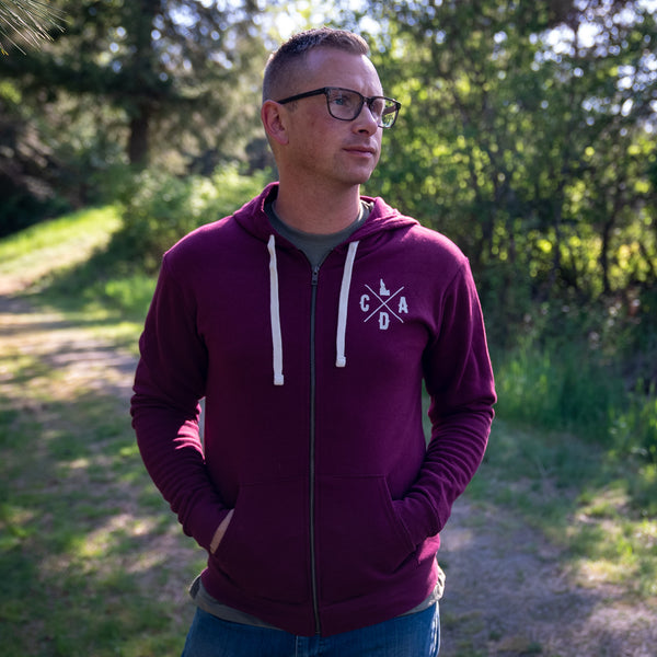 CDA Idaho Logo 1887 Lake Maroon Zip Hoodie